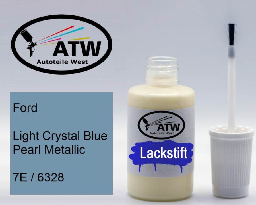 Ford, Light Crystal Blue Pearl Metallic, 7E / 6328: 20ml Lackstift, von ATW Autoteile West.